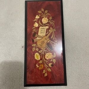 Italian vintage wood marquetry Wooden Music and Guitar Wall Art